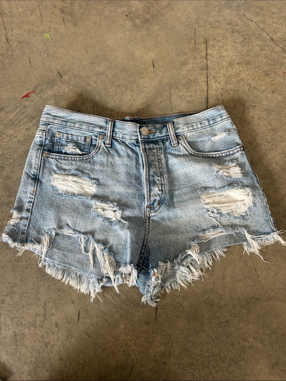 American Eagle Outfitters, Aeropostale, & ThCreasa Blue Jean Distressed Shorts - Picture 2 of 13